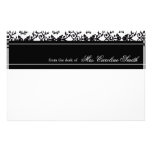Elegant Black & White Damask Print Personalized Customized Stationery