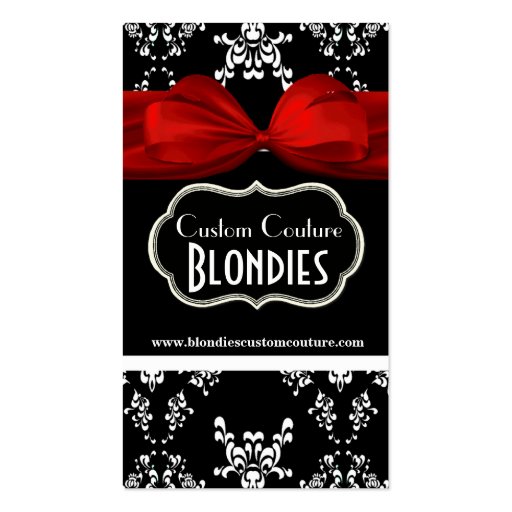 Elegant Black & White Damask Product Gift Tags Business Card Template (front side)