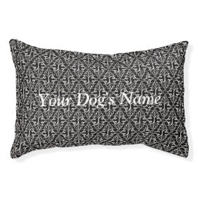 Elegant Black White Damask Scrolls Small Dog Bed