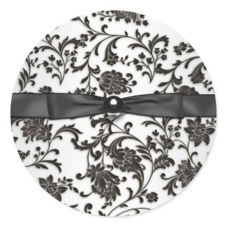Elegant Black White Damask Swirl Stickers