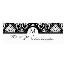 Elegant Black & White Damask Thank You Tags Business Card Template
