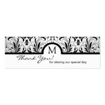 Elegant Black & White Damask Thank You Tags Business Card Template