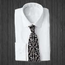 Elegant Black White Damask ties