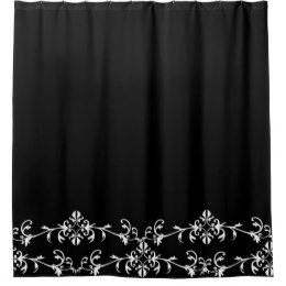 Elegant Black White Flourish Shower Curtain