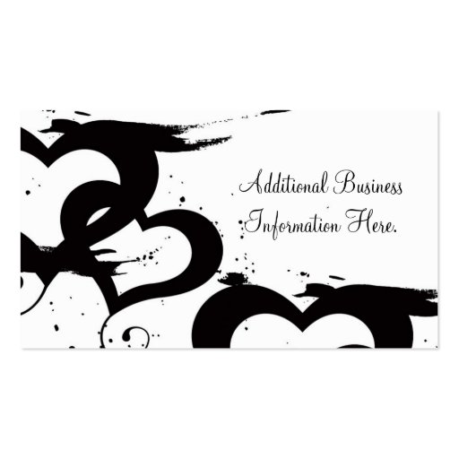 Elegant Black& White Hearts Business Cards (back side)