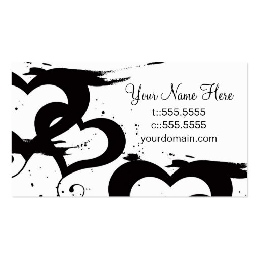 Elegant Black& White Hearts Business Cards (front side)