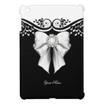 Elegant Black White Jewel Bow Image Floral ipad mini cases