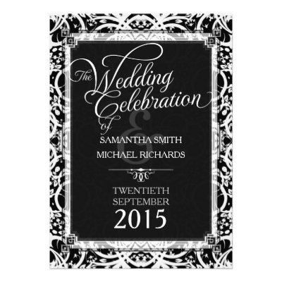 Elegant Black White Lace Wedding Invitations