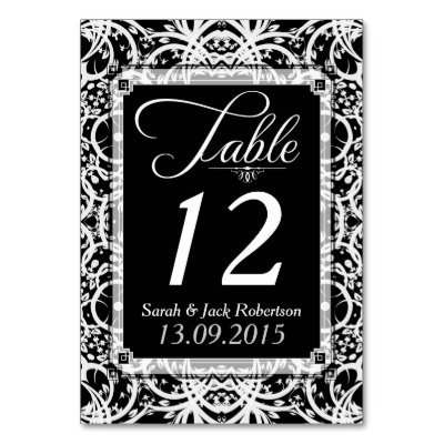 Elegant Black White Lace Wedding Table Number Card Table Cards