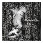 Elegant Black White Masquerade Party Personalized Invitation