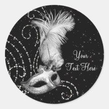 Elegant Black White Masquerade Party Stickers