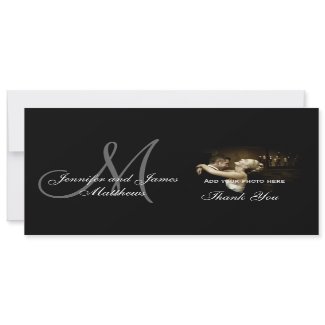 Elegant Black & White Monogram Wedding Thank You invitation