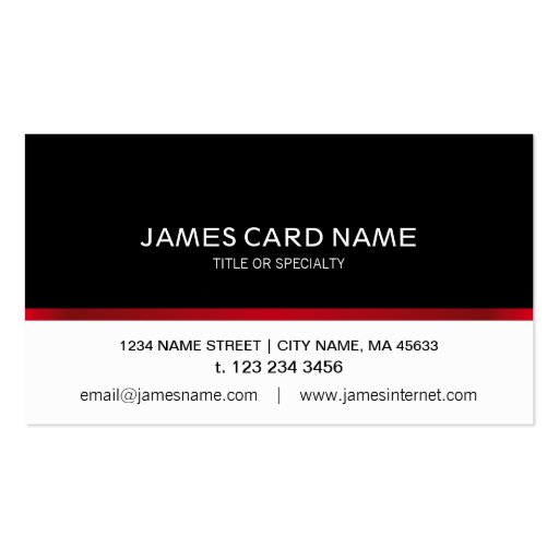 Elegant Black/White Red Line business card (front side)