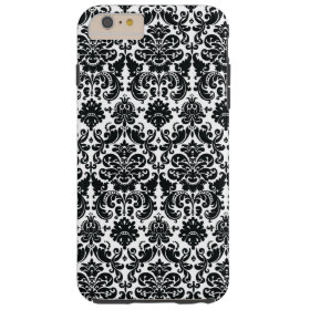 Elegant Black White Vintage Damask Pattern Tough iPhone 6 Plus Case