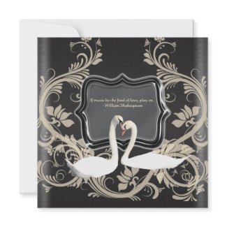 Elegant black white vintage engagement invitation