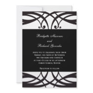 Elegant Black White Wedding Invitations Art Deco invitation