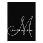 Elegant Black White Wedding Invitations Initial