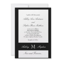 Elegant Black White Wedding Invitations Monogram