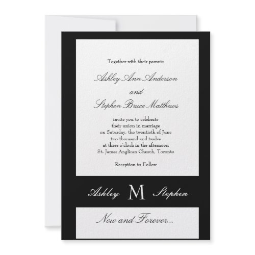 Elegant Black White Wedding Invitations Monogram invitation