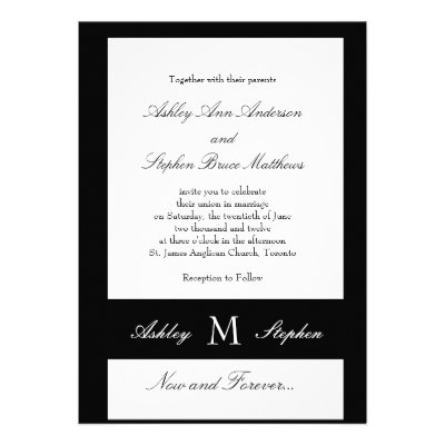 Elegant Black White Wedding Invitations Monogram