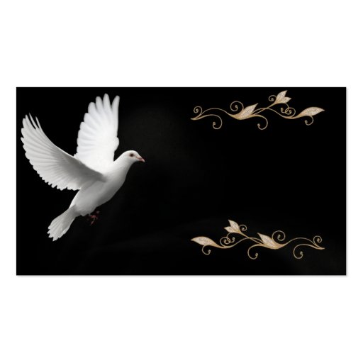 Elegant Black With White Dove- Business Card