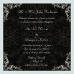 Elegant Black with White Swirls Wedding invitations