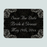 Elegant Black with White Swirls Wedding magnets
