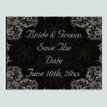 Elegant Black with White Swirls Wedding postcards