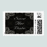 Elegant Black with White Swirls Wedding stamps