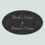 Elegant Black with White Swirls Wedding stickers