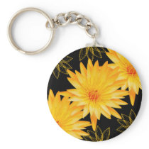 Elegant black & yellow lillies - customizable keychains