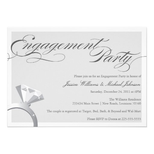 Elegant Bling Engagement Party Custom Announcements
