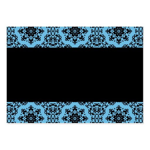Elegant blue and black damask blank business cards (back side)