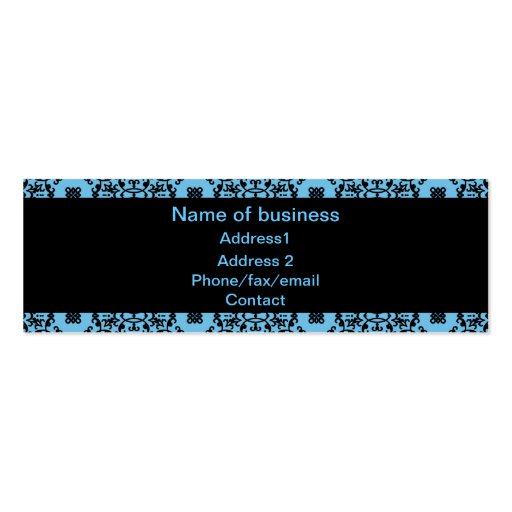 Elegant blue and black damask business card