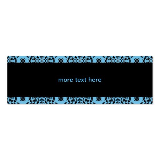 Elegant blue and black damask business card (back side)