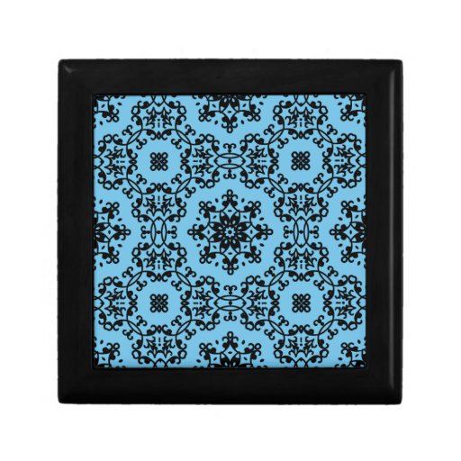 Elegant blue and black damask gift boxes