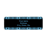 Elegant blue and black damask custom return address label