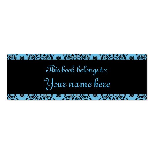 Elegant blue and black damask mini book marks business card templates