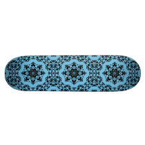 Elegant blue and black damask custom skateboard