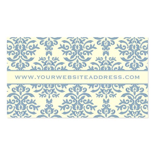 Elegant Blue and Cream Damask Letter D Business Card Templates (back side)