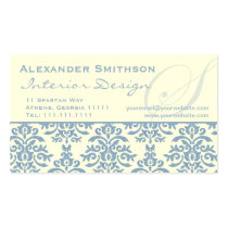Elegant Blue and Cream Damask Letter S business cards