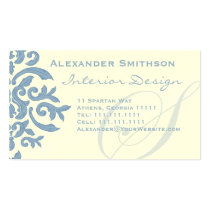 Elegant Blue and Cream Damask Letter S business cards