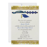 Elegant Blue and Gold Graduation Party Invitation