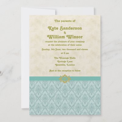 elegant blue and gold wedding invitation card by funny tshirt