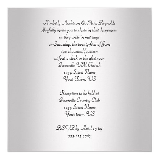 Elegant Blue and Silver Wedding Invitation