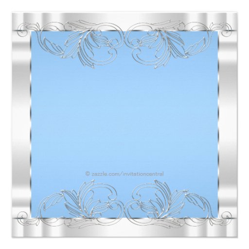 Elegant Blue and White Christening Custom Invitation