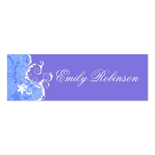 Elegant Blue and White Flowers Business Card (front side)