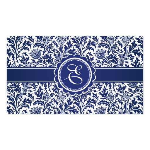 Elegant Blue and White William Morris Floral Business Cards (back side)