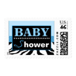 Elegant Blue and Zebra Baby Shower Stamp
