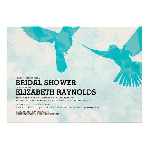 Elegant Blue Bird Bridal Shower Invitations